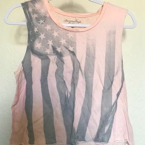 Pink American Flag pattern crop top